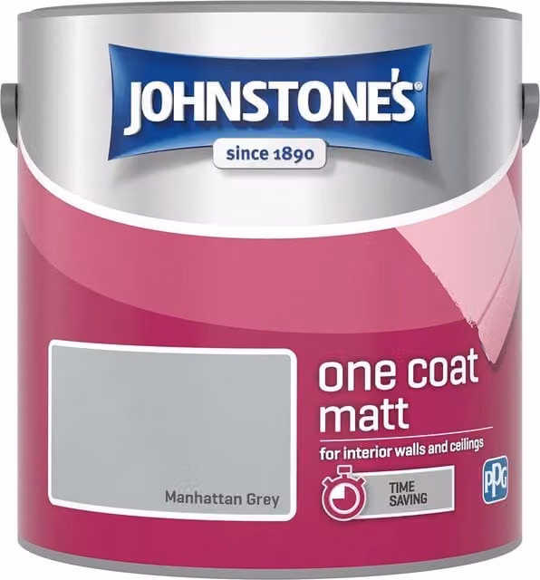 Johnstone's One Coat Matt Emulsion Paint - Manhattan Grey, 2.5 l
