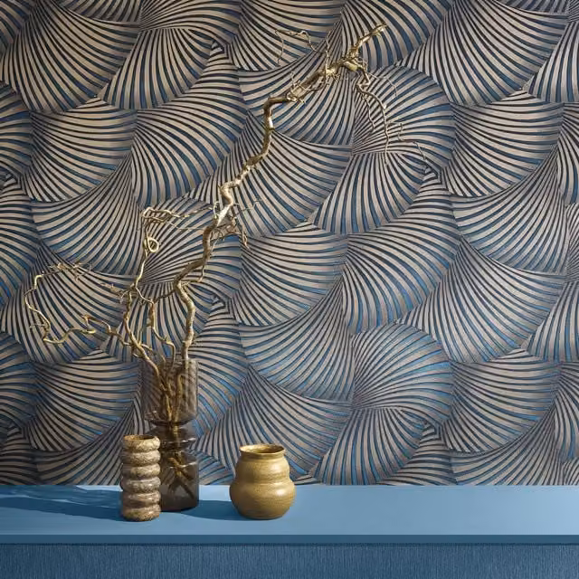 Erismann Twill Blue Abstract Geometric Pre-pasted Vinyl Wallpaper
