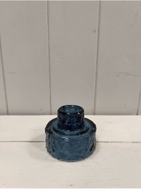 KDMD Blue Textured Round Tabletop Candle Holder