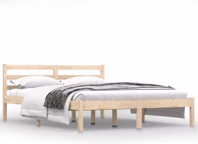 Berkfield Home Rustic Solid Wood Pine Day Bed in Natural Beige, W/D/H: 190 x 140 x 69.5 cm
