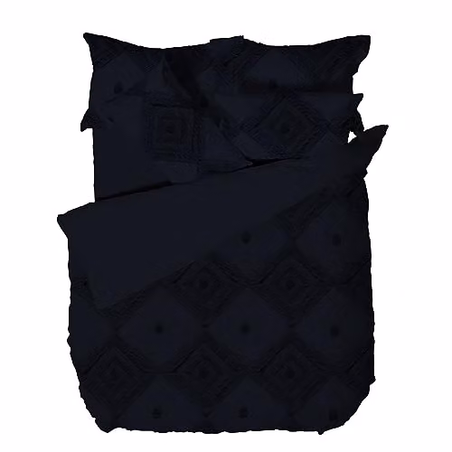 Linen House Adalyn Cotton Duvet Cover and Pillowcase Set, Blue, W/D/H: 180 x 200 cm and 50 x 75 cm – 1