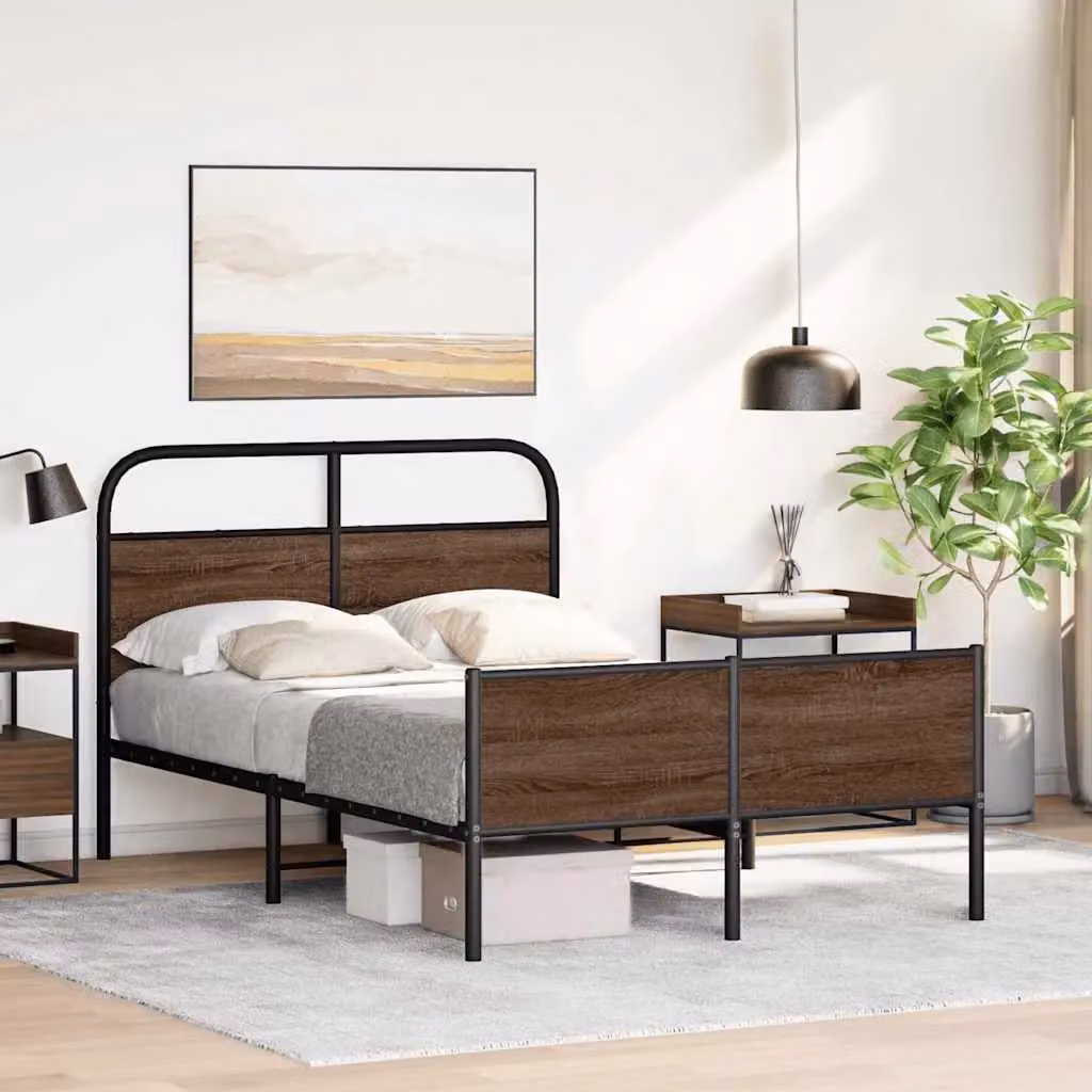 Berkfield Home Classic Bed Frame in Brown Oak, W/D/H: 140 x 200 cm – 3