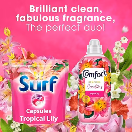 Surf 3 in 1 Tropical Lily Laundry Detergent Capsules with Natural Essential Oils, 60 Washes – 2