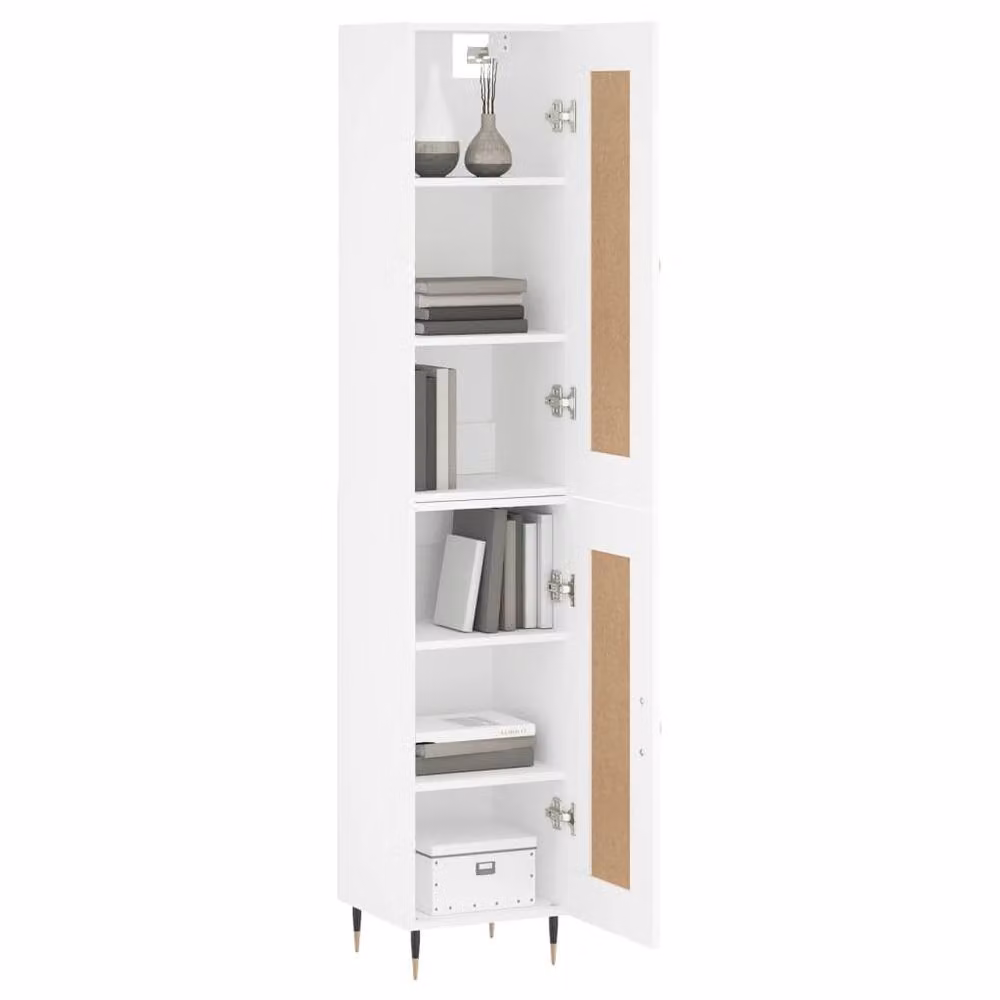 Berkfield Home White Modern Highboard with Hinged Doors, W/D/H: 34.5 x 34.5 x 180 cm – 2