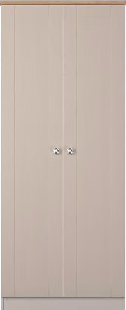 Ready Assembled 2 U Cumbria Tall Plain Double Wardrobe in Taupe/Beige – 1