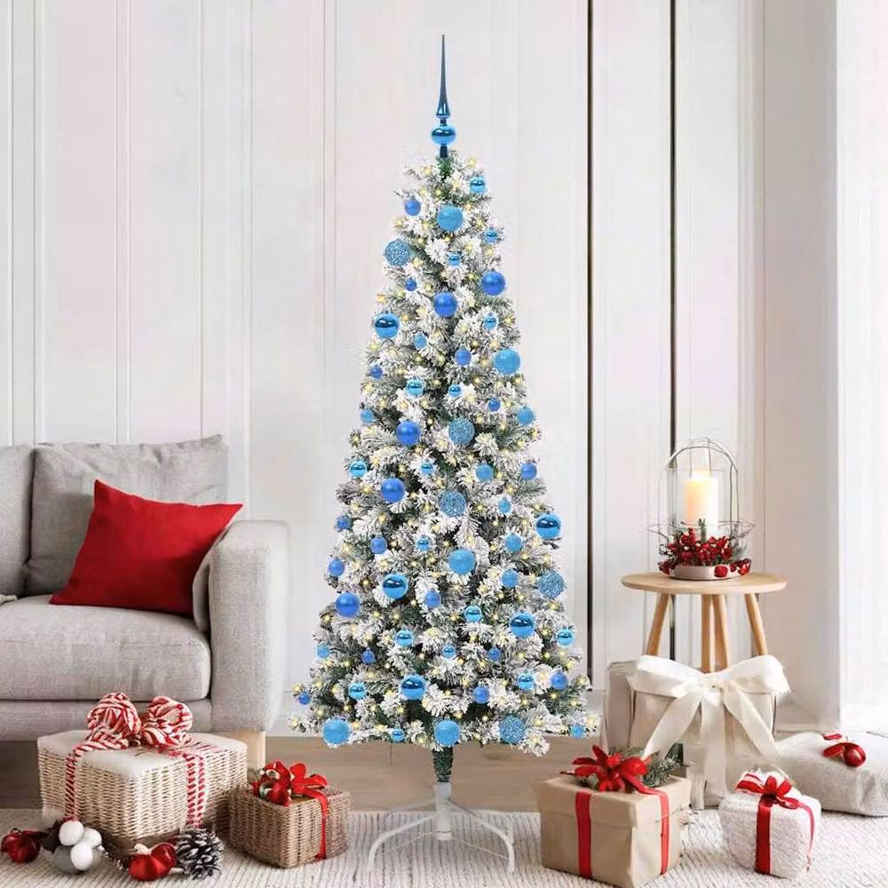 Berkfield Home Realistic Artificial Hinged Christmas Tree in Green and White, Height: 180 cm – 2