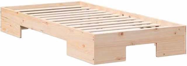 Berkfield Home Floor Bed Frame with Storage in Brown Solid Pine Wood, W/D/H: 90 x 200 x 25 cm