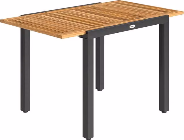 Outsunny Extendable Acacia Wood Patio Dining Table in Natural and Black
