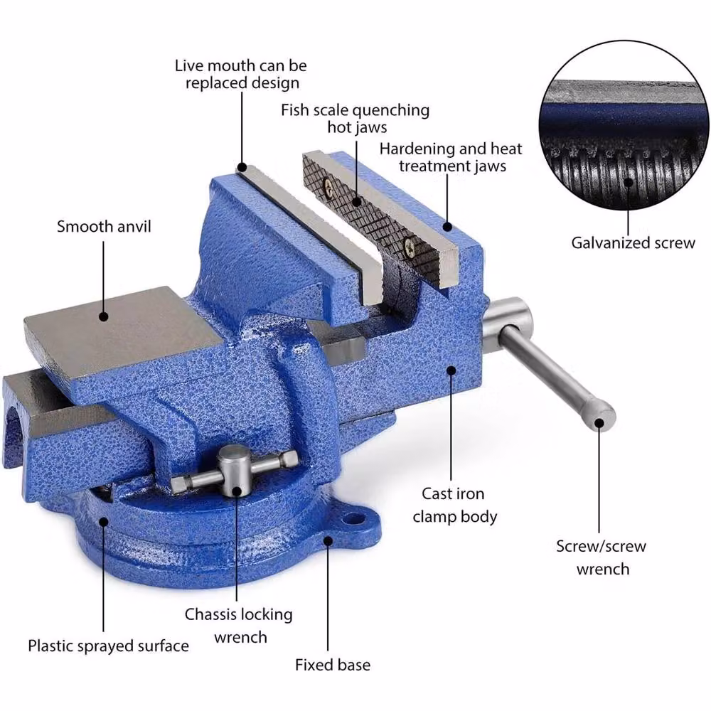 Nordara Heavy Duty 5 inch Bench Vice with Swivel Base in Blue – 4
