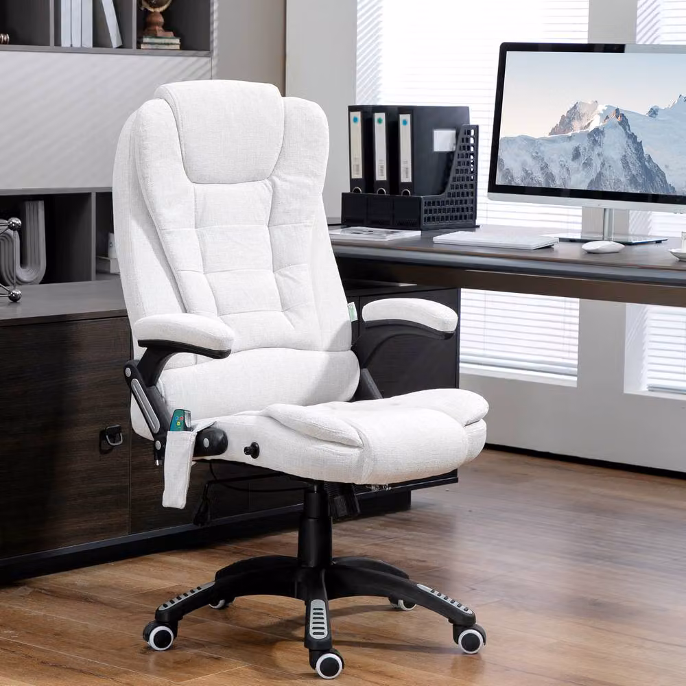 STILVORA White Fabric Massage Recliner Chair with Heating and 360 Degree Swivel – 2