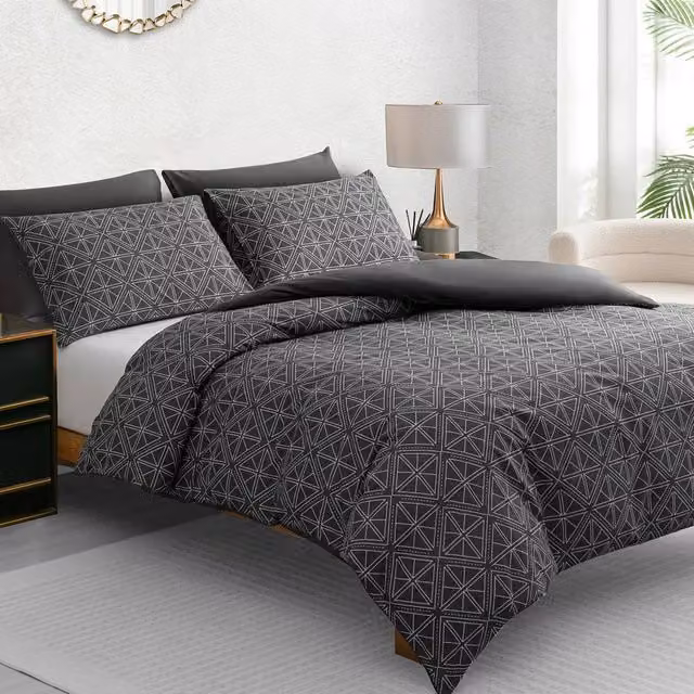 Grace Reversible Brushed Microfibre Duvet Cover in Anthracite Grey, Super King, Hypoallergenic and Breathable