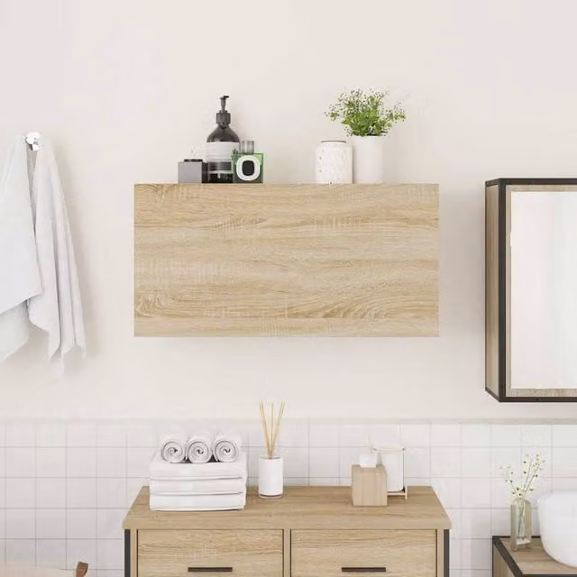 Berkfield Home Decorative Bathroom Wall Cabinet in Sonoma Oak, Light Brown, W/D/H: 80 x 25 x 40 cm