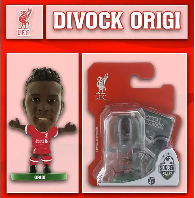 SoccerStarz Liverpool FC Divock Origi 2021 Version Home Kit Mini Figure, Red, Height: 5 cm