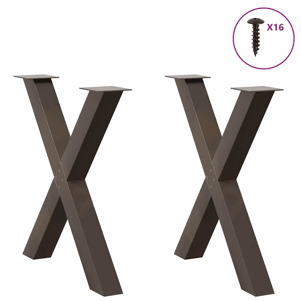 Berkfield Home X-Shaped Dining Table Legs, 2 Pieces, Brown Steel, H: 72.5 cm x W: 80 cm – 3
