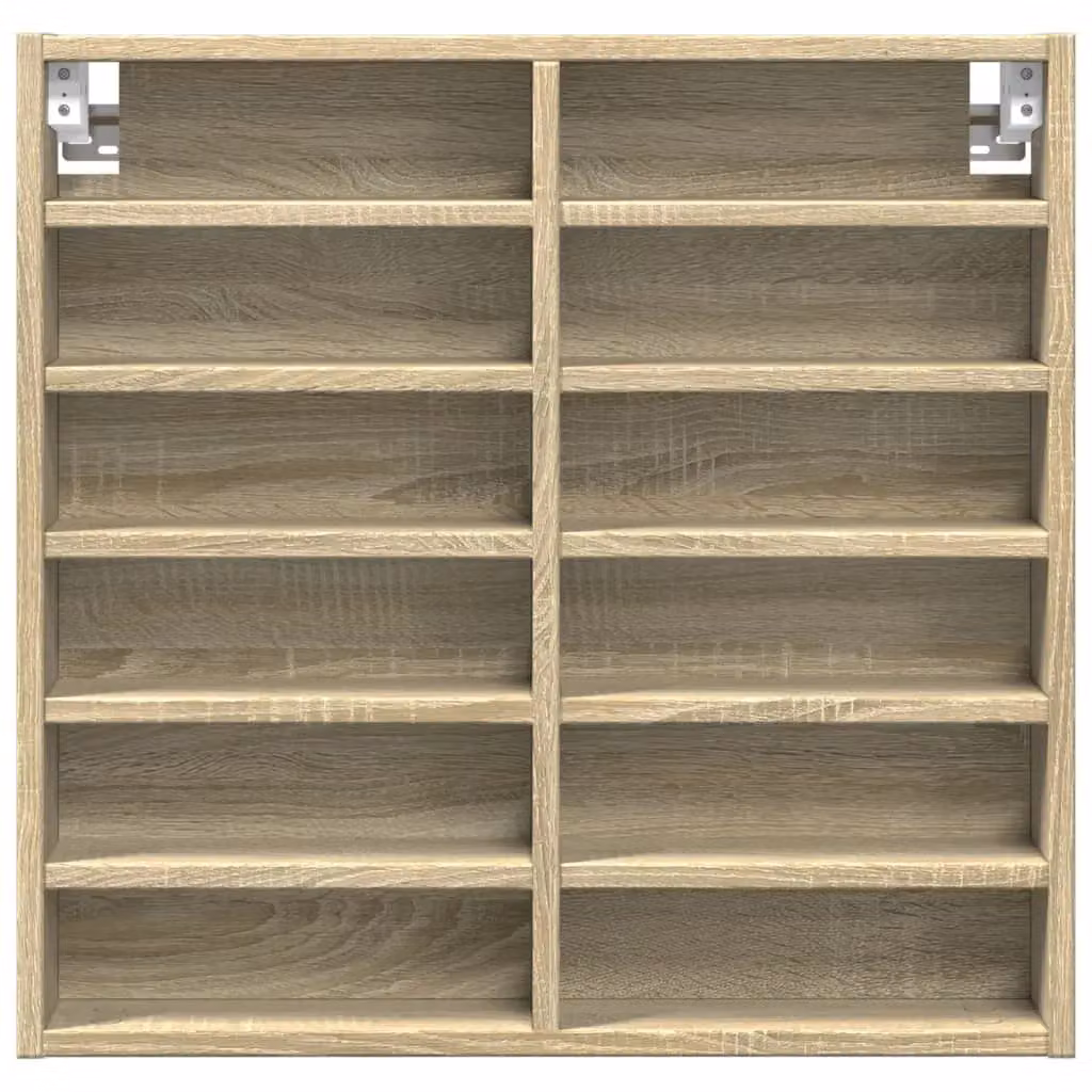 Berkfield Home Sonoma Oak Vitrine Cabinet with Glass Doors, Brown, W/D/H: 60 x 8.5 x 58 cm – 2