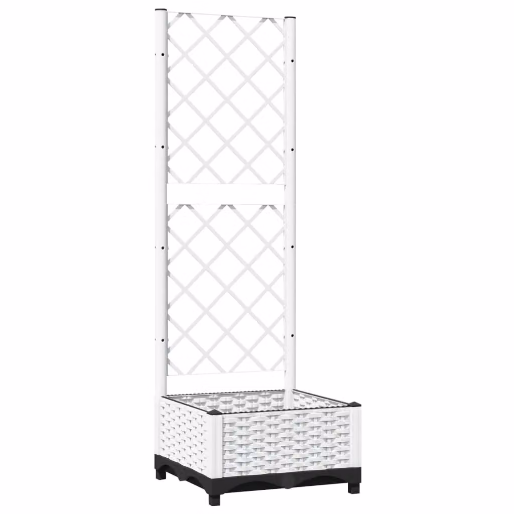 Berkfield Home Garden Planter with Trellis in White, W/D/H: 40 x 40 x 121.5 cm – 2