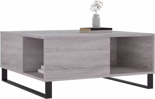 Berkfield Home Modern Square Coffee Table in Grey Sonoma, W/D/H: 80 x 80 x 36.5 cm