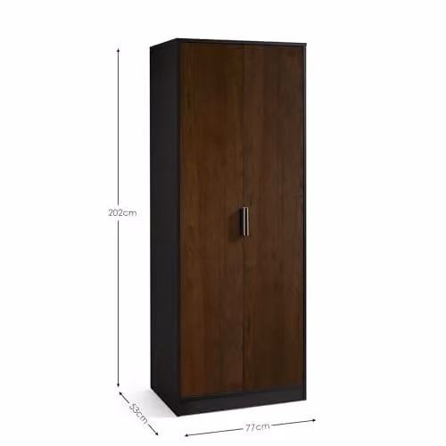 Julian Bowen Alba 2 Door Wardrobe in Walnut and Black with Soft Close Doors – 2