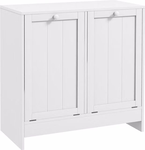 kleankin Modern White Tilt-Out Laundry Cabinet with 2 Compartments for your Bathroom – 1
