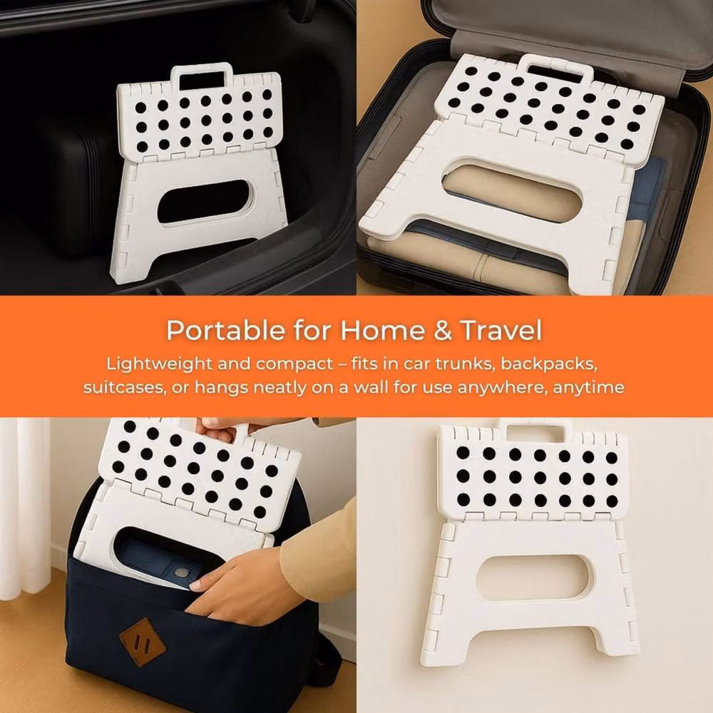 Kelvenix White Heavy Duty Folding Step Stool with Anti Slip Surface – 3