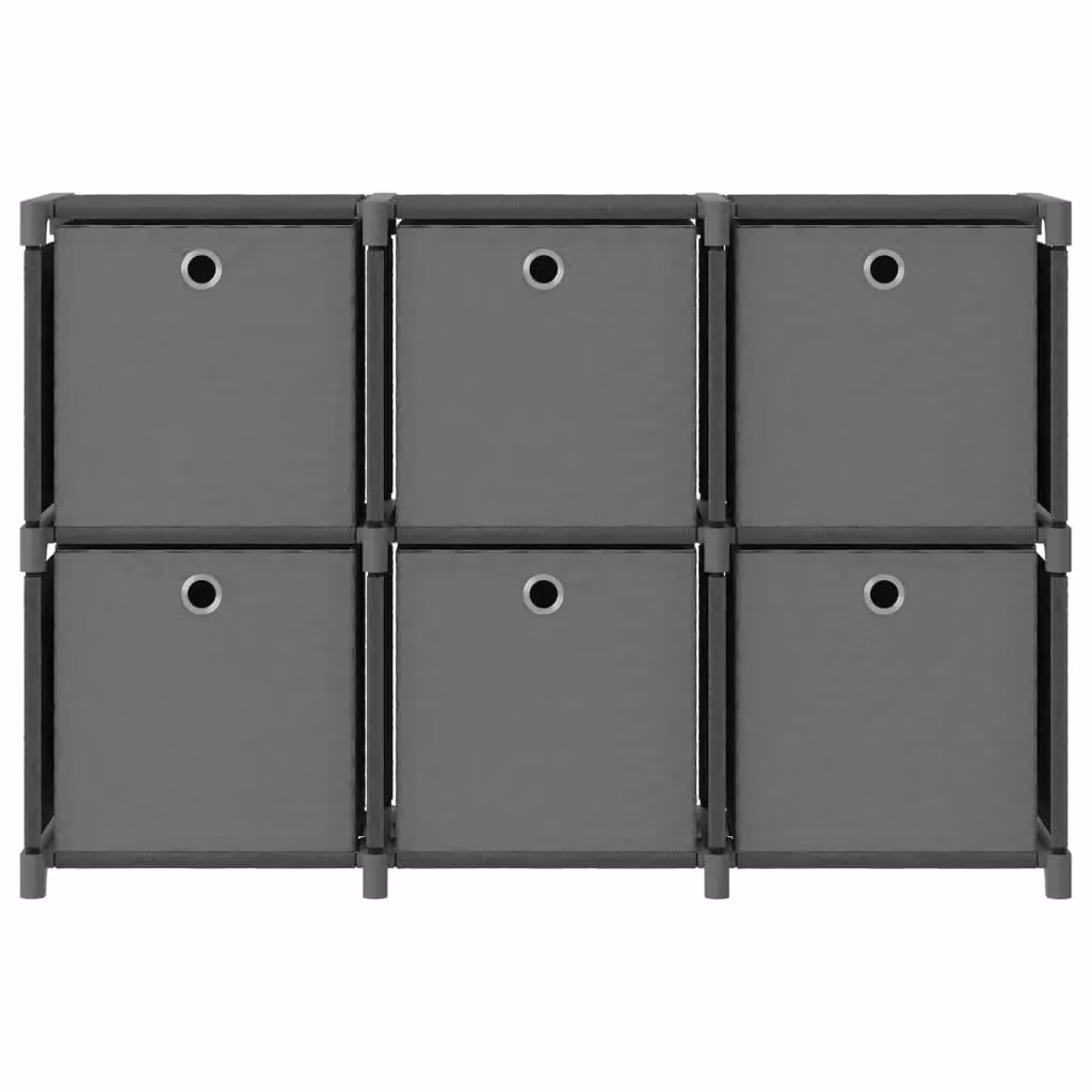 Berkfield Home 6-Cube Display Shelf with Fabric Boxes in Grey, W/D/H: 103 x 30 x 72.5 cm – 2