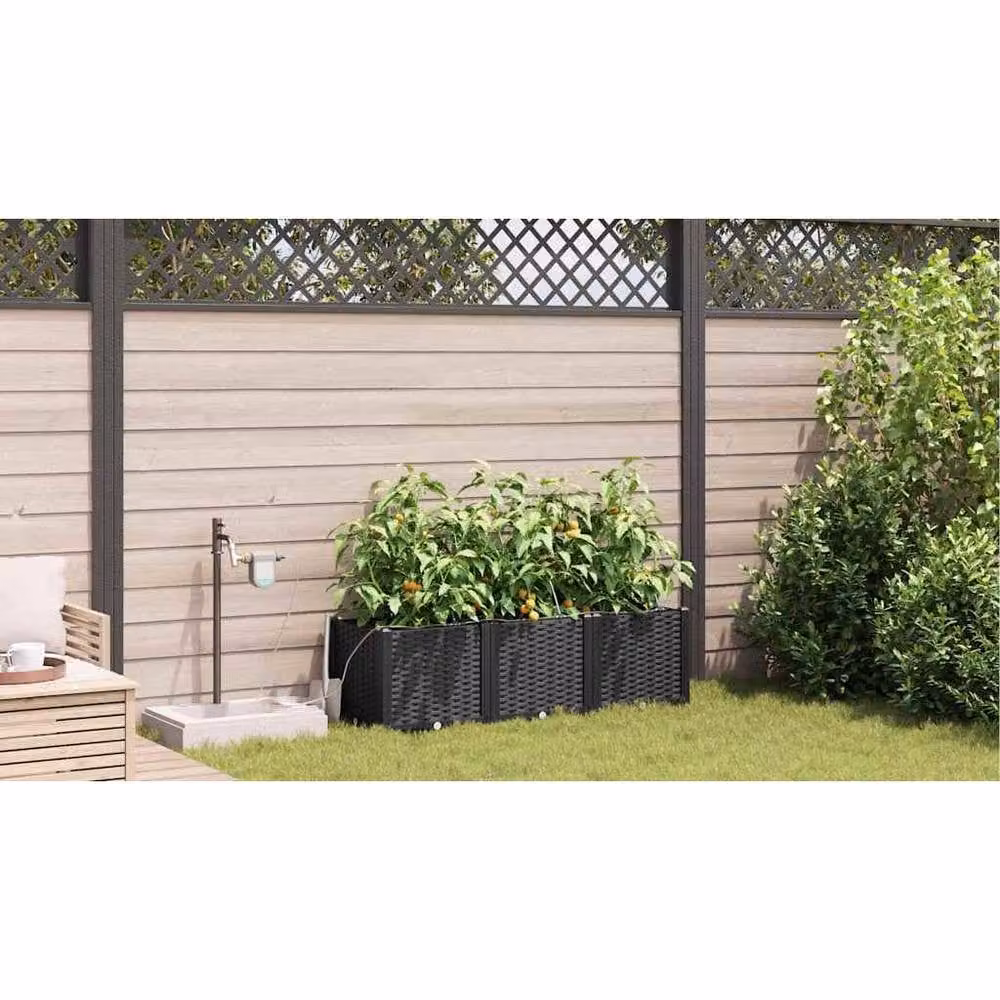 Berkfield Home Garden Planters with Water Irrigation System, 3 Piece Set, Black – 3