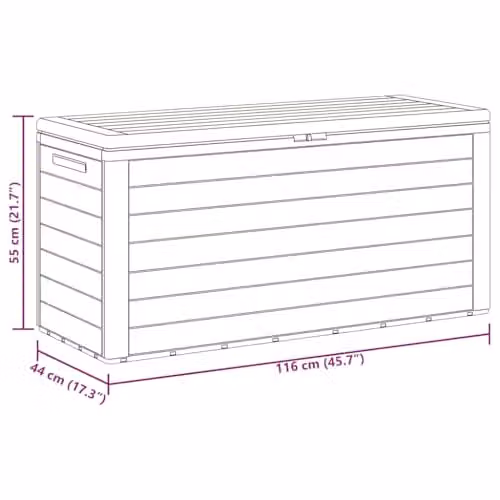 vidaXL Brown Plastic Garden Storage Box W/D/H: 116 x 44 x 55 cm – 3