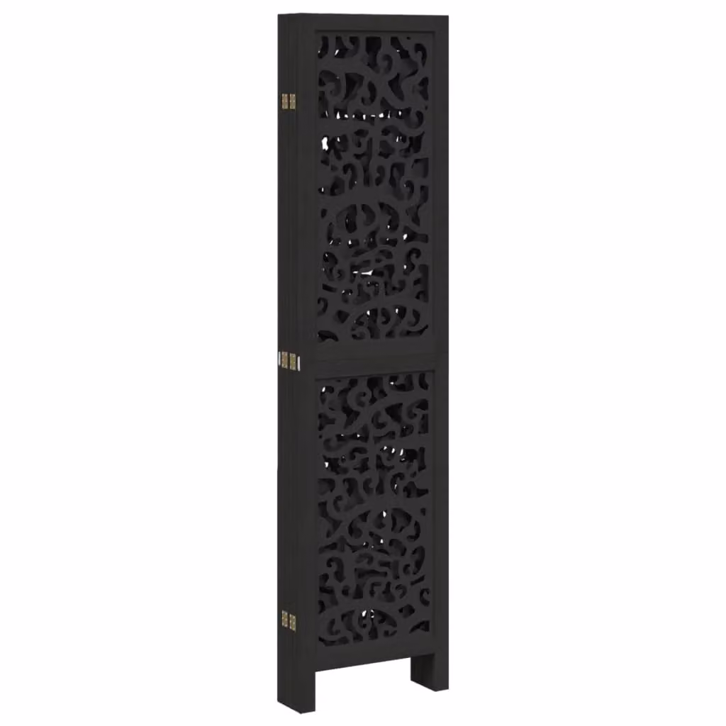 Berkfield Home 6-Panel Black Solid Paulownia Wood Room Divider – 5