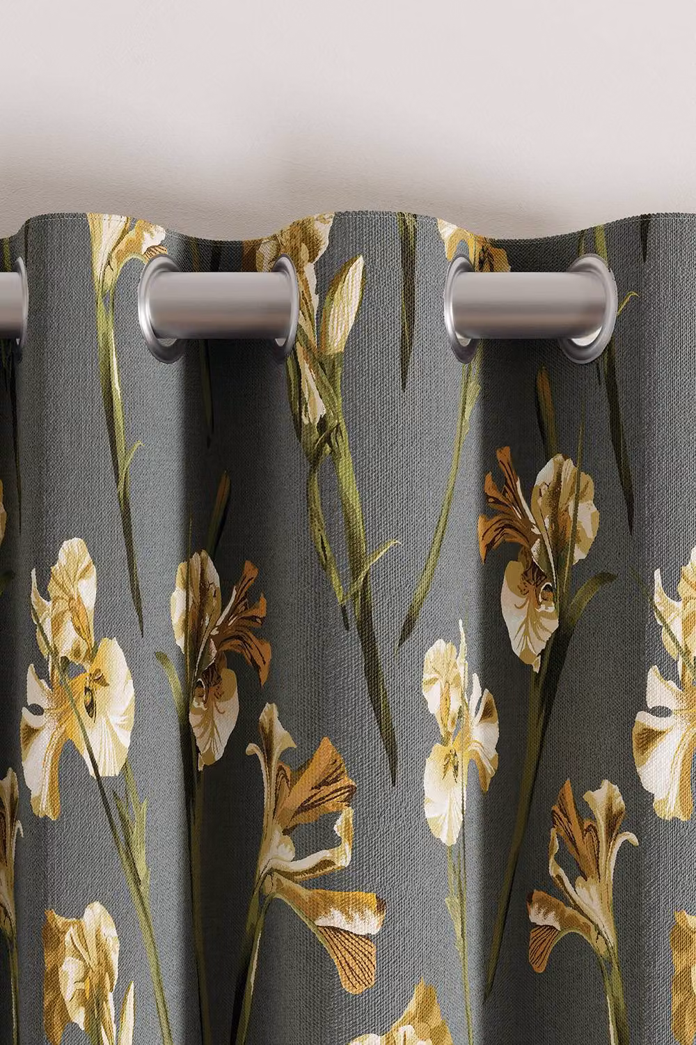 Ted Baker Wild Iris Floral Opaque Lined Curtains in Charcoal Grey, Width: 167.64 cm, Drop: 137.16 cm – 4