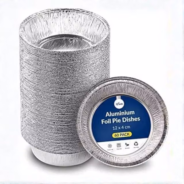 ebake Disposable Silver Aluminium Round Tart Tins, 100 Pieces