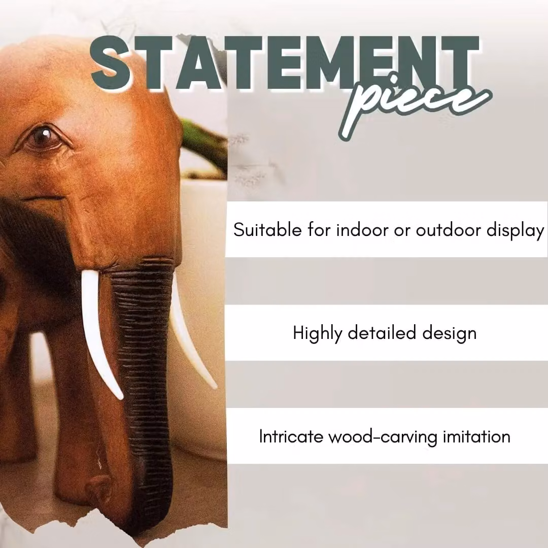 Marco Paul Brown African Elephant Garden Ornaments in Polyresin and Wood – 6
