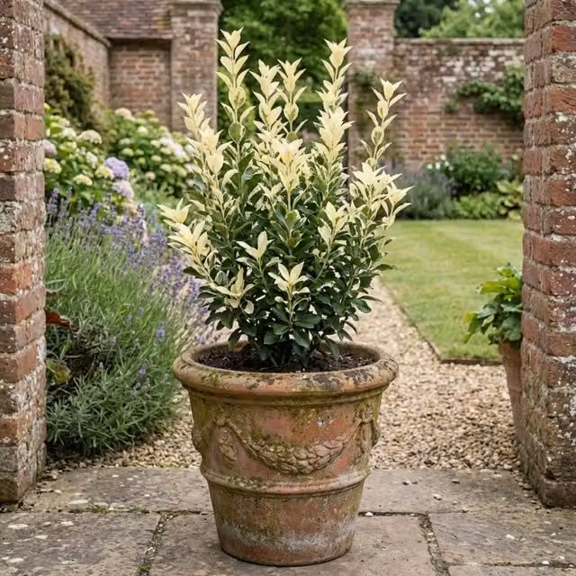 Plants By Post Euonymus Paloma Blanca Evergreen Ornamental Shrub, Green and Creamy White, 7.5L