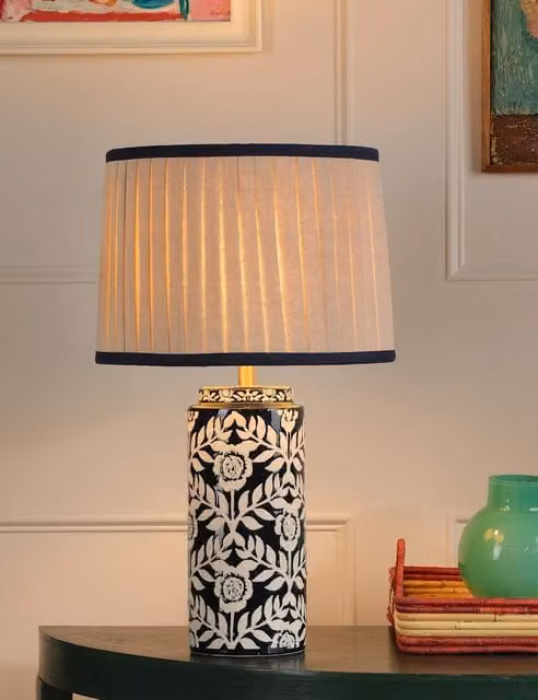 Joules Highclere Table Lamp in Blue and Gold/Brass
