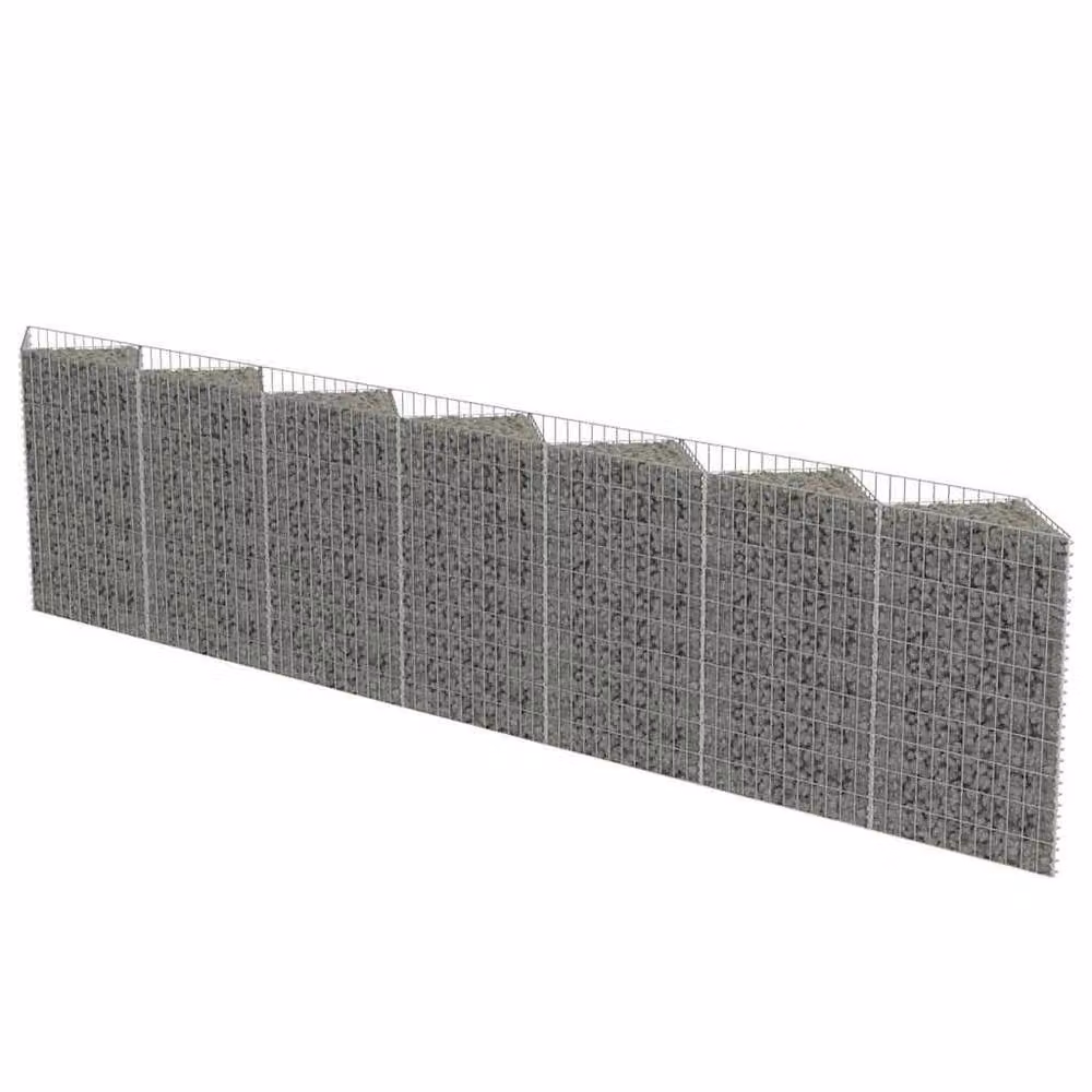 Berkfield Home Durable Galvanised Steel Gabion Fence in Silver, W/D/H: 450 x 30 x 100 cm – 3