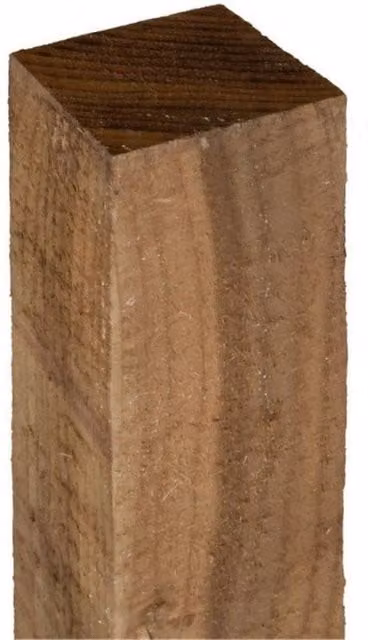Cheshire Pack of 3 Brown Timber Fence Posts, Natural Wood, Height: 213.36 cm, W/D/H: 7.5 x 7.5 cm