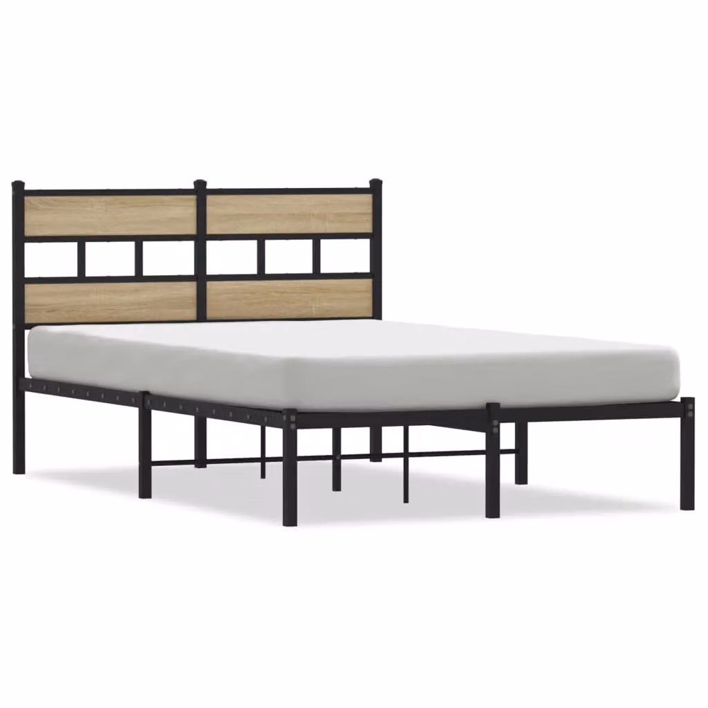 Berkfield Home Metal Bed Frame in Sonoma Oak Brown, W/D/H: 120 x 190 cm Small Double – 2