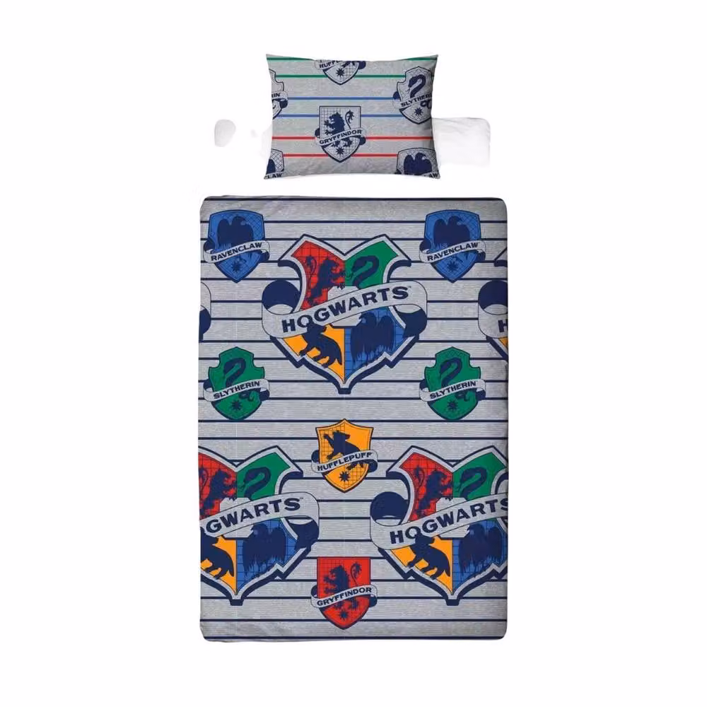 Harry Potter Hogwarts Reversible Duvet Cover and Pillowcase Set, Multicolour, W: 90 cm, L: 200 cm – 2