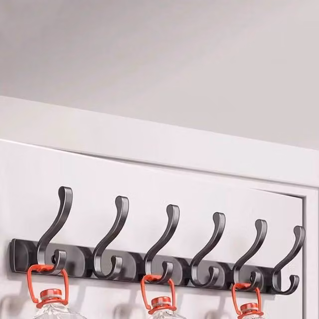 EONLION 6-Row Wall Mounted Metal Coat and Key Holder Rack in Matt Grey, Width: 50 cm