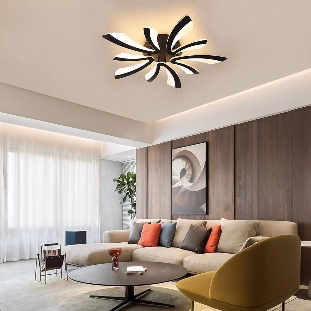 Goeco Modern Round LED Ceiling Light in Black, 50W, 3000K Warm White, Diameter: 68 cm – 2