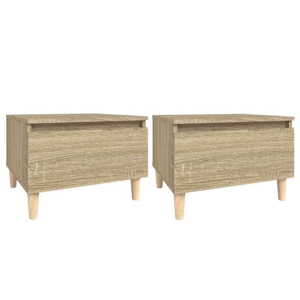 Berkfield Home Set of 2 Sonoma Oak Side Tables in Light Brown, W/D/H: 50 x 46 x 35 cm – 1