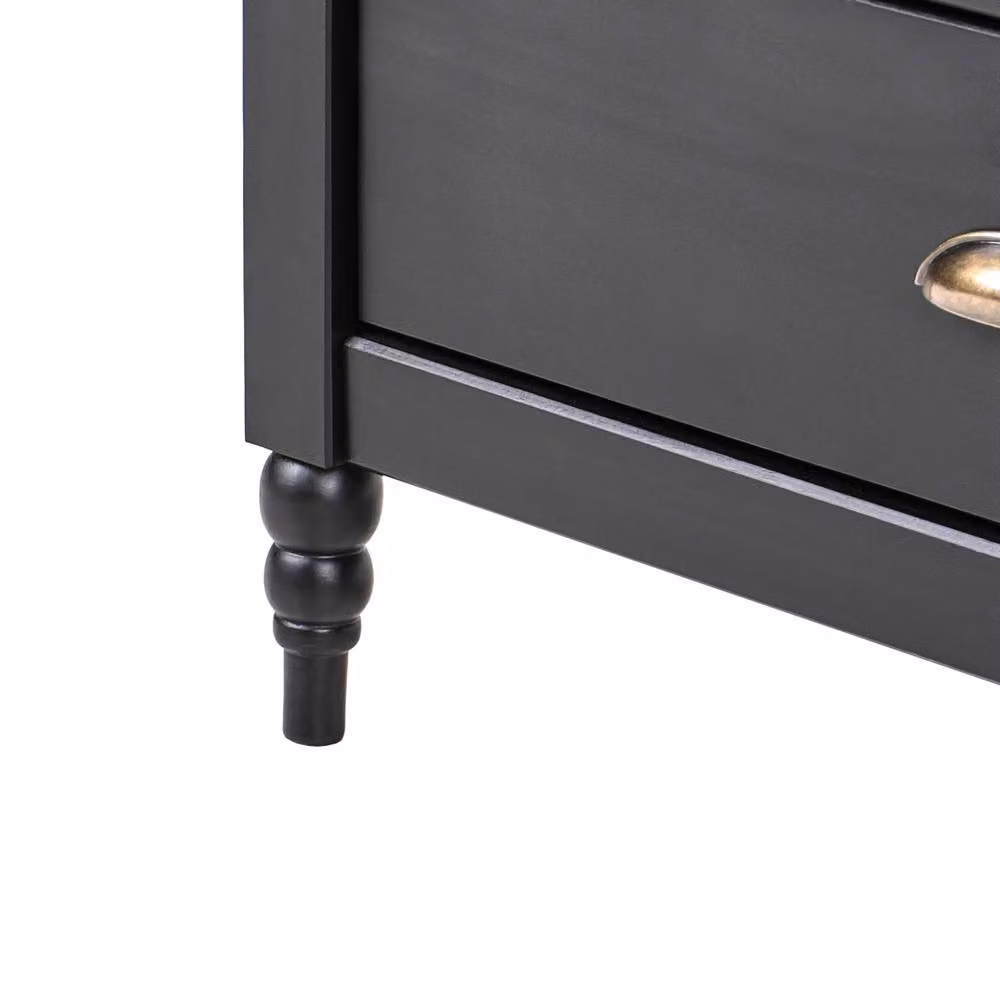 Wyld and Coco Nordic Luxe Sideboard in Black with Pine Top, 2 Doors and 4 Drawers – 5