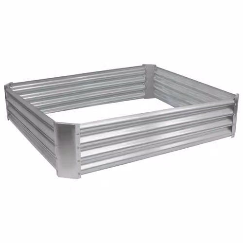 Harbour Housewares Raised Garden Bed, Galvanised Steel Square Planter, Silver, W/D/H: 120 x 120 x 30 cm – 1
