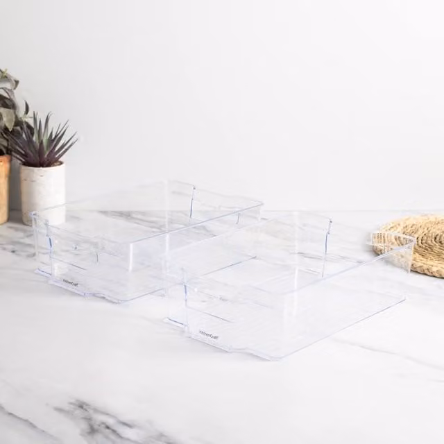 Mikasa Set of 2 Large Transparent Plastic Fridge Storage Boxes with Compartments – 1