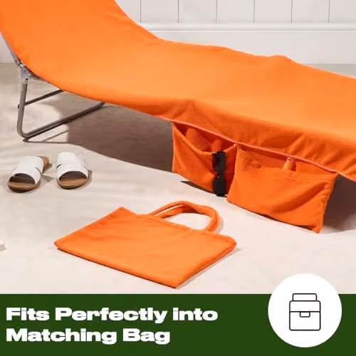 OHS Microfibre Quick Drying Beach Towel with Bag, Orange, 75 x 75 cm – 3