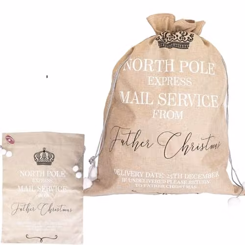 Shatchi Beige Jute Christmas Sack W/H: 60 x 80 cm – 1