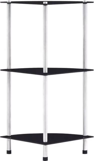 Berkfield Home 3-Tier Modern Shelving Unit in Black with Tempered Glass, W/D/H: 30 x 30 x 67 cm