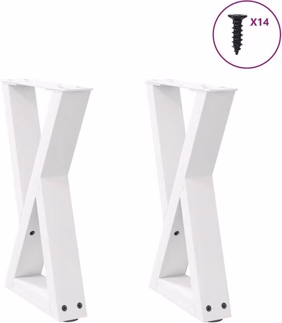 Berkfield Home Steel Coffee Table Legs, 2 Pieces, White, H: 38 cm, Adjustable: 42-43.3 cm