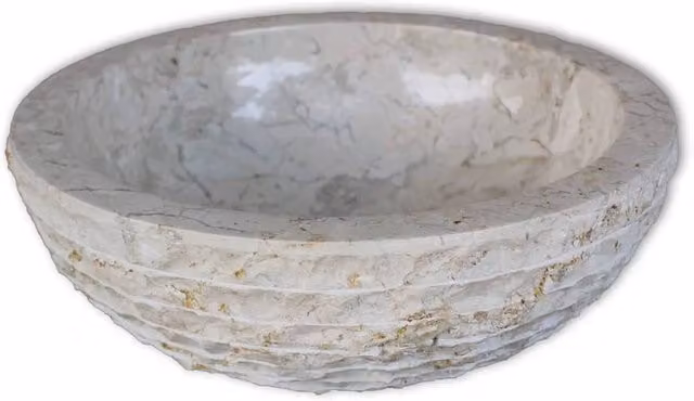 Berkfield Home Round Natural Stone Marble Basin in Beige, Diameter: 40 cm