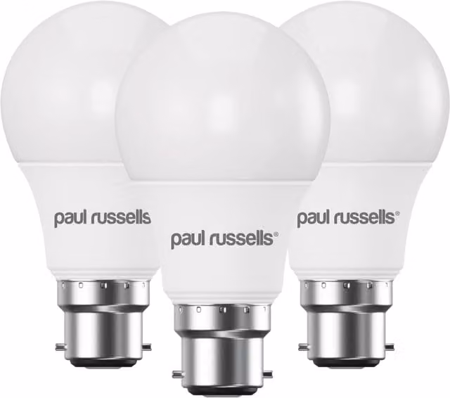 Paul Russells 8.5W Dimmable LED Globe Bulb, B22, 806lm, 4000K Cool White, Pack of 3