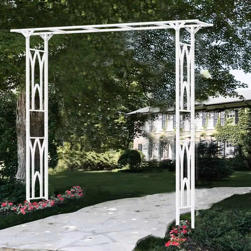 FLAVORA Heavy Duty Metal Garden Arch Trellis in White – 3